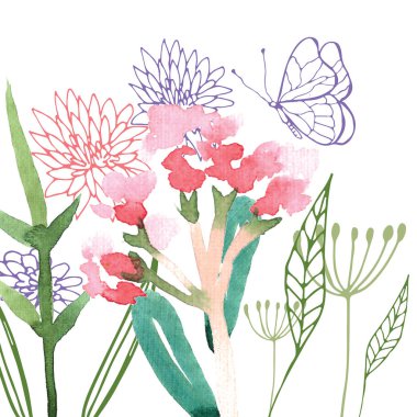 El boyalı kır çiçeği çiçek desenli