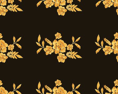 Romantik altın gül buket tasarım desen davet şablonu.