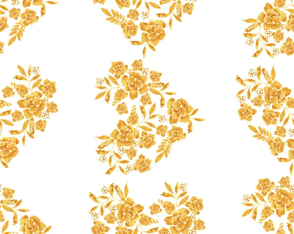 Romantiska guld rosbukett design mönster inbjudan mall. — Stockfoto