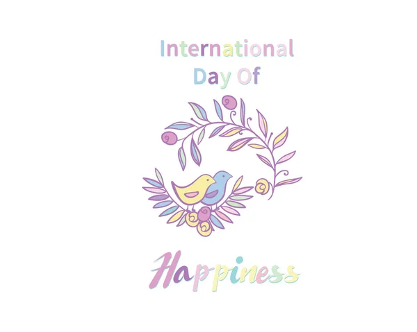 Carte de voeux Journée internationale du bonheur — Image vectorielle