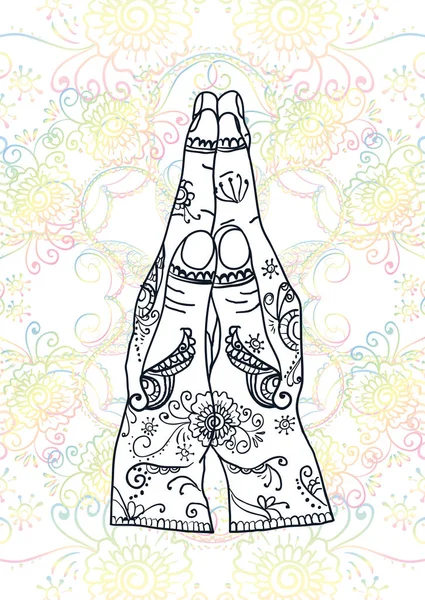 Elemento yoga mudra mani namaste — Vettoriale Stock