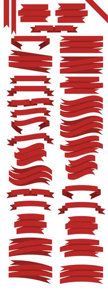 Colección de cintas de banderas rojas retro — Vector de stock