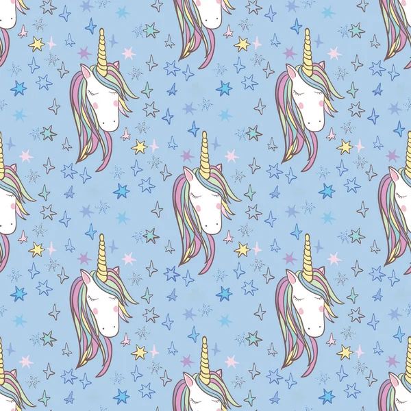 Licorne arc-en-ciel motif sans couture — Image vectorielle