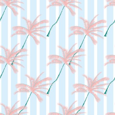 Palmiye ağaçları ile güzel egzotik tropik yaz desen vektör