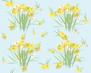 Çiçekli narsisli retro-klasik arka plan