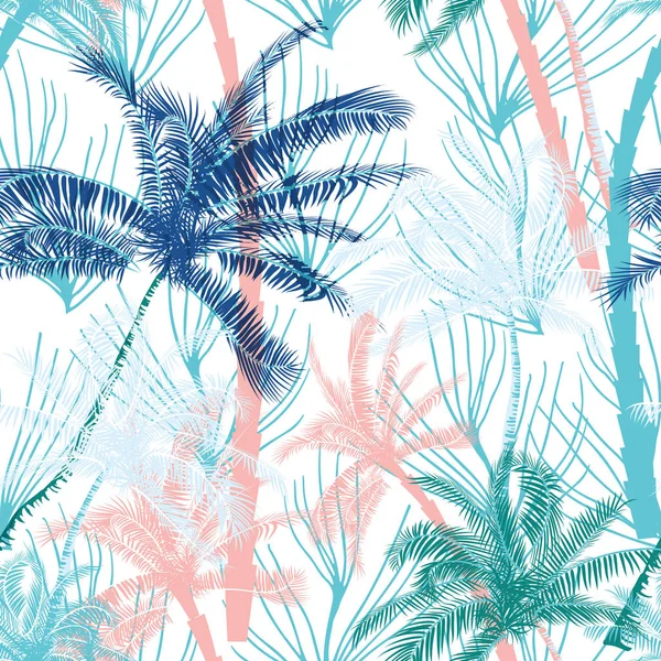 Vector Beautiful exotische tropische zomer patroon met palmbomen — Stockvector