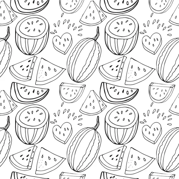 Seamless pattern from the juicy lobes of watermelons. — Stock Vector