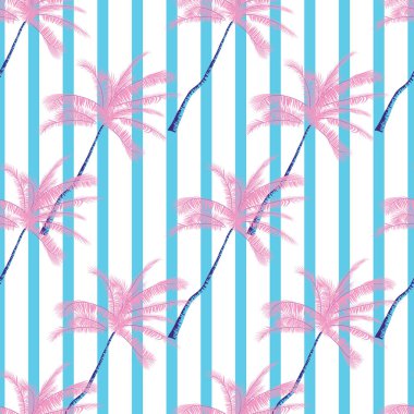 Palmiye ağaçları ile güzel egzotik tropik yaz desen vektör