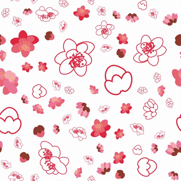 Trendy flower sakura background seamless pattern — Stock Vector