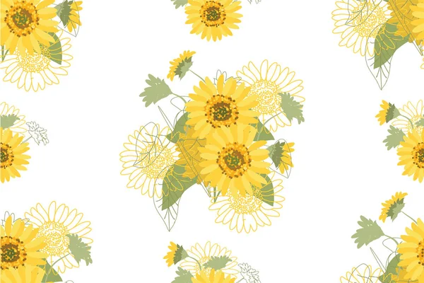 Vector illustratie gele zonnebloemen — Stockvector