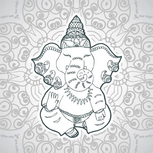 Illustrazione festiva del compleanno del dio indiano Ganesha — Vettoriale Stock