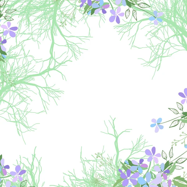 夏天的花和叶子白色背景上的模式 — 图库矢量图片