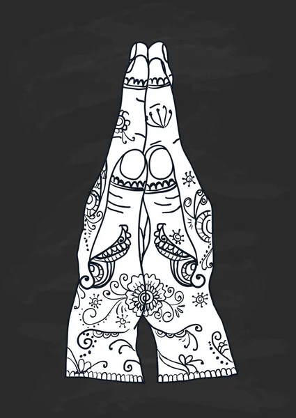 Elemento yoga mudra manos namaste — Vector de stock