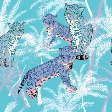 Palmiye ağaçları ile güzel egzotik tropik yaz desen vektör