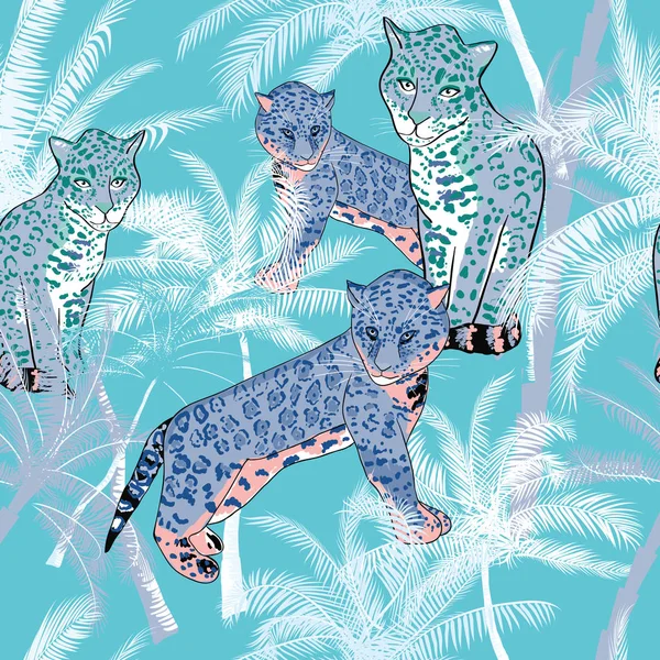 Palmiye ağaçları ile güzel egzotik tropik yaz desen vektör