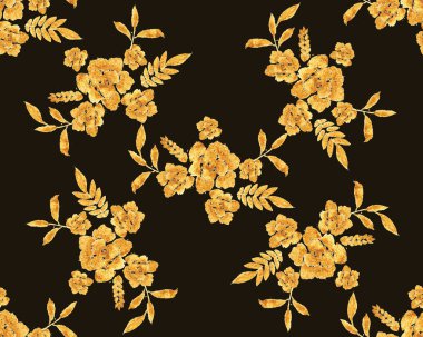 Romantik altın gül buket tasarım desen davet şablonu.