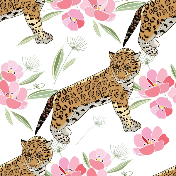 Çiçekler ve hayvanlarla geçmişe dönük illüstrasyon