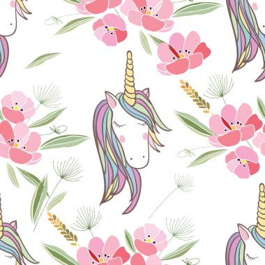 Çiçekler ve hayvanlarla geçmişe dönük illüstrasyon