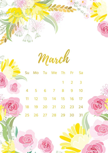 Вінтажний квітковий календар 2018 — стоковий вектор