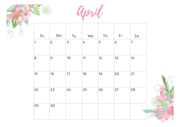 Calendar floral vintage 2018 — Vector de stoc