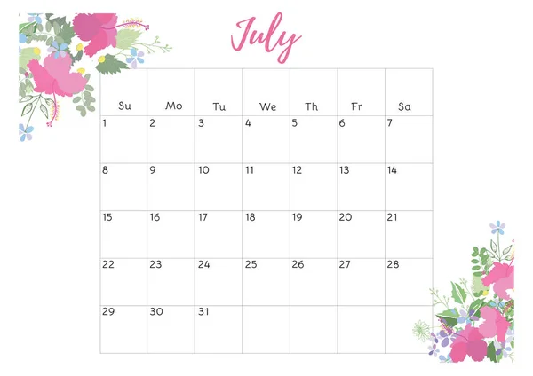 Calendrier floral vintage 2018 — Image vectorielle