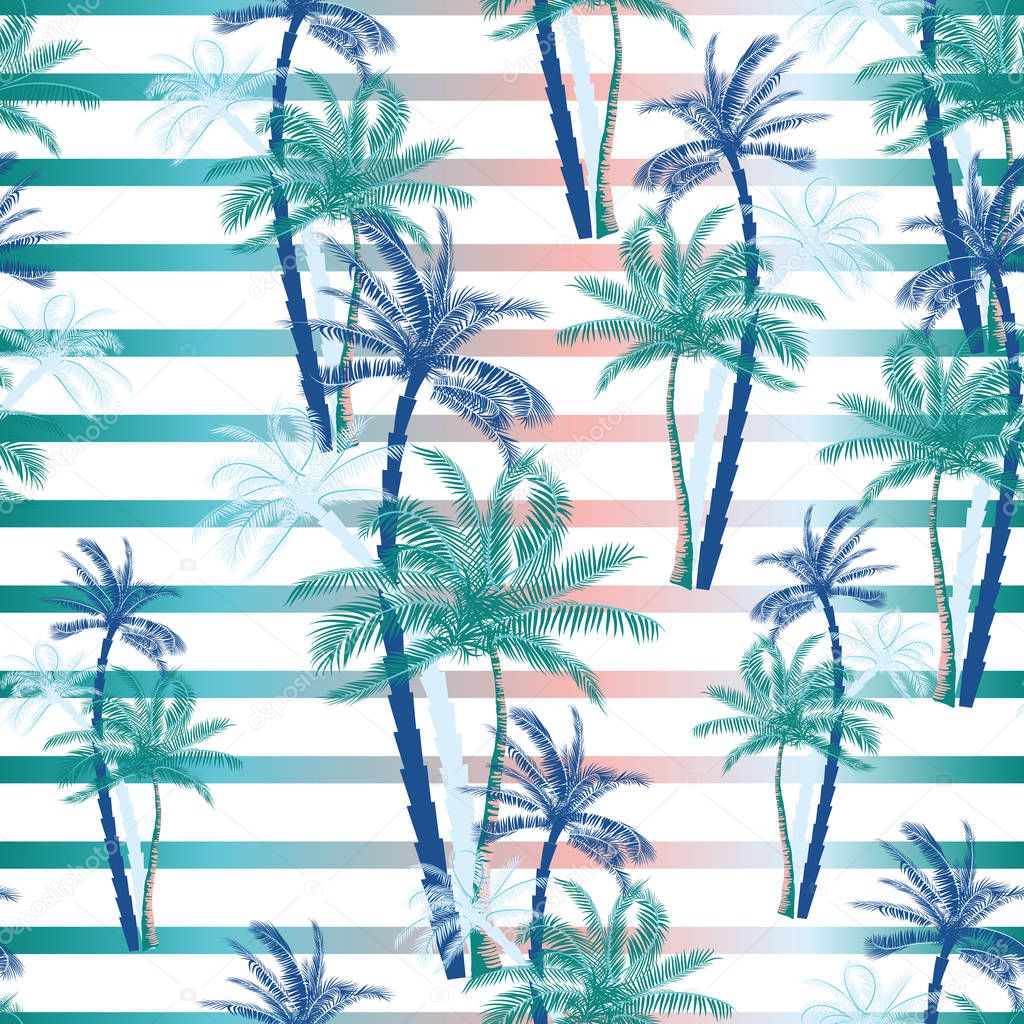 Beautiful exotic tropical summer pattern with palm trees