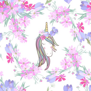 Çiçekler ve hayvanlarla geçmişe dönük illüstrasyon