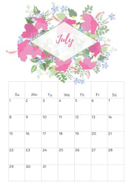 Vintage çiçek takvim 2018