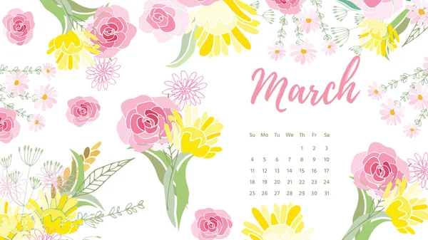 Calendrier floral vintage 2018 — Image vectorielle