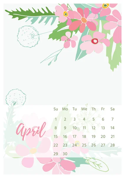 Calendario floral vintage 2018 — Archivo Imágenes Vectoriales