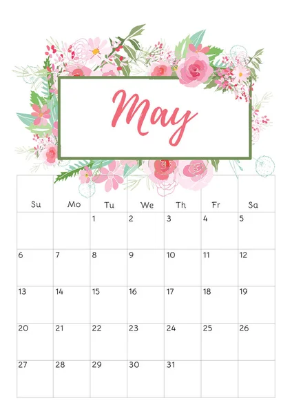 Calendrier floral vintage 2018 — Image vectorielle