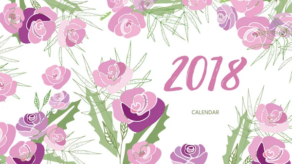 Calendário floral vintage 2018 — Vetor de Stock