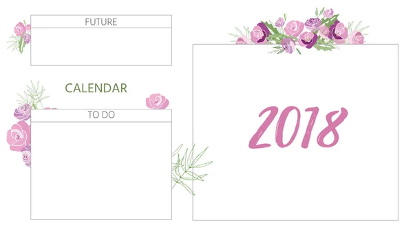 Vintage floral calendar 2018 — Stock Vector