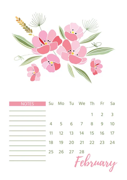 Calendrier floral vintage 2018 — Image vectorielle