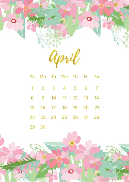 Calendário floral vintage 2018 — Vetor de Stock