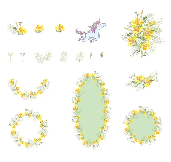 Estilo retrô Ilustração com flores e animais —  Vetores de Stock