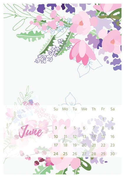 Calendario floral vintage 2018 — Archivo Imágenes Vectoriales