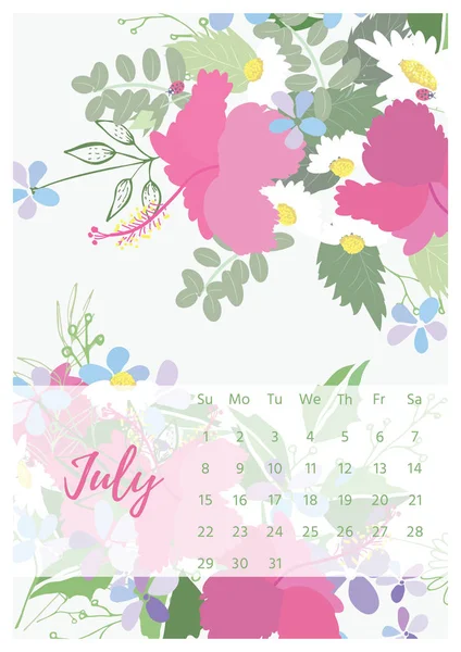 Calendário floral vintage 2018 — Vetor de Stock