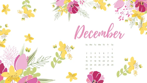 Винтажный цветочный календарь 2018 — стоковый вектор