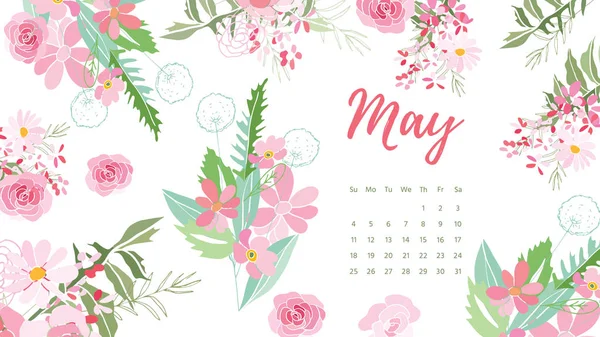 Vintage blommig kalender 2018 — Stock vektor