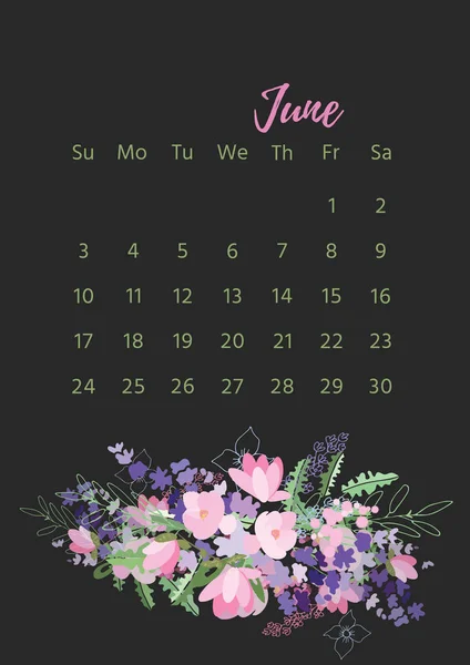 Calendário floral vintage 2018 — Vetor de Stock