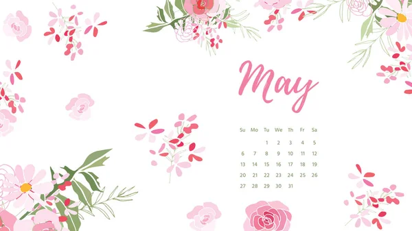 Vintage kwiatowy kalendarz 2018 — Wektor stockowy