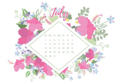 Vintage çiçek takvim 2018