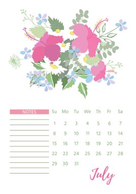 Vintage çiçek takvim 2018