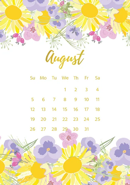 Calendario floral vintage 2018 — Vector de stock