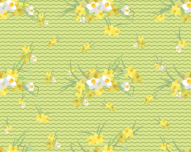 Çiçekli narsisli retro-klasik arka plan