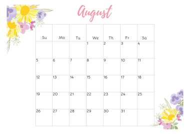 Vintage çiçek takvim 2018