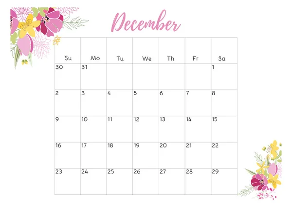 Calendrier floral vintage 2018 — Image vectorielle