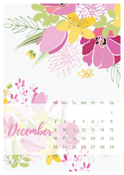 Calendario floral vintage 2018 — Vector de stock