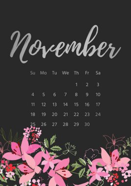 Vintage çiçek takvim 2018